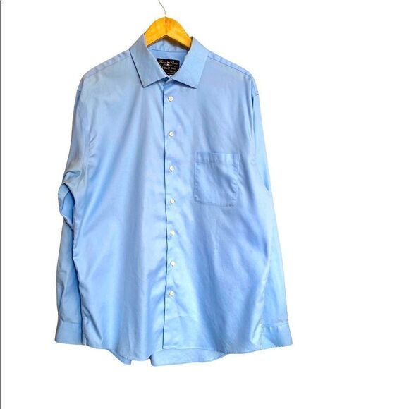 Pronto Uomo Men's Light Blue Dress Shirt Size 17.5 36/37 Tall - Picture 1 of 3